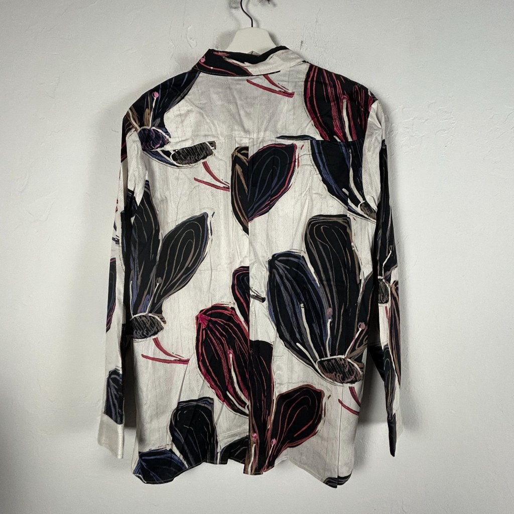 Nic+Zoe Womens Floral Button-Up Shirt Top Xxl Black Multi Cotton Blend New — image 2 of 8